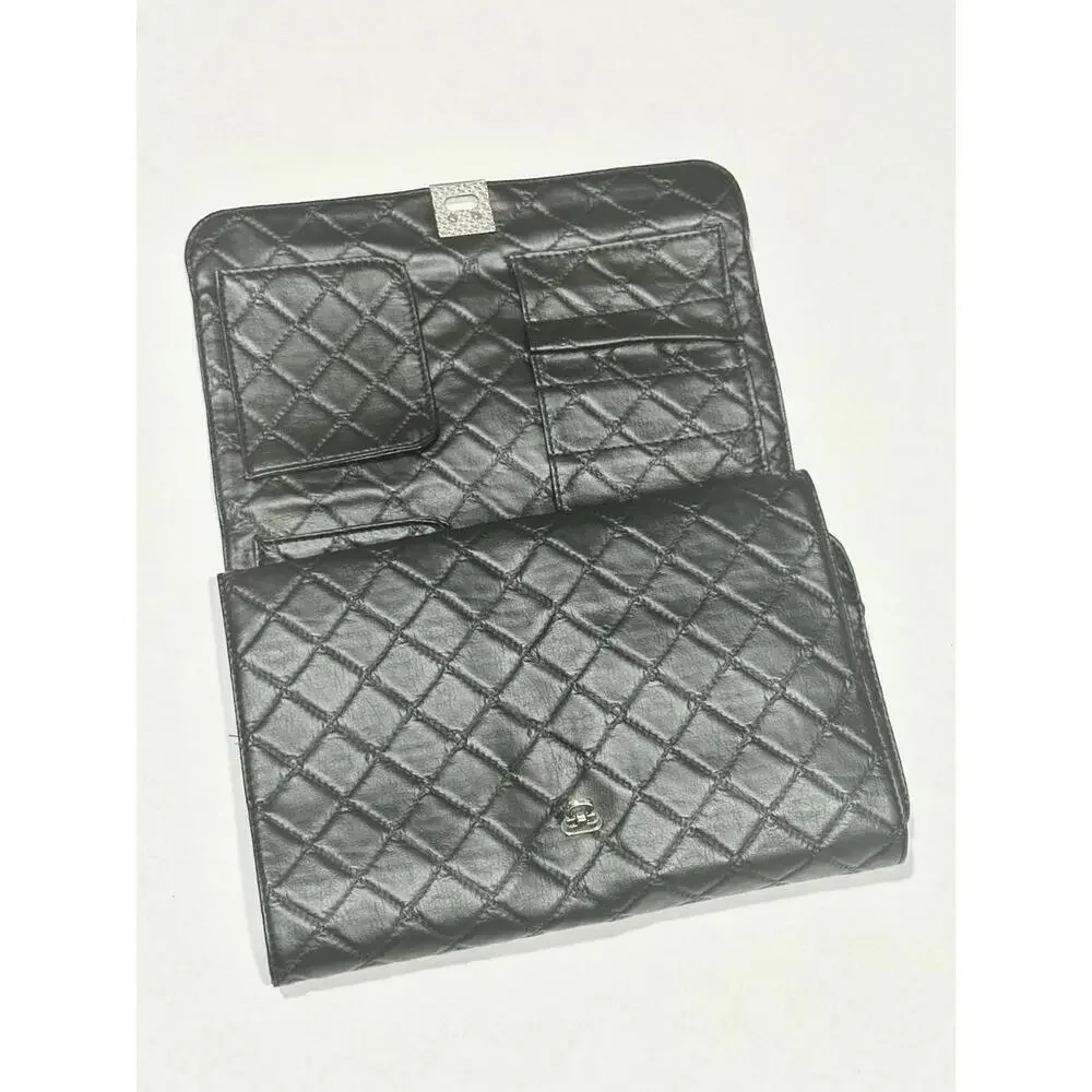 BH Cosmetics Women's Black Leather Clutch Makeup Brush Roll Bag